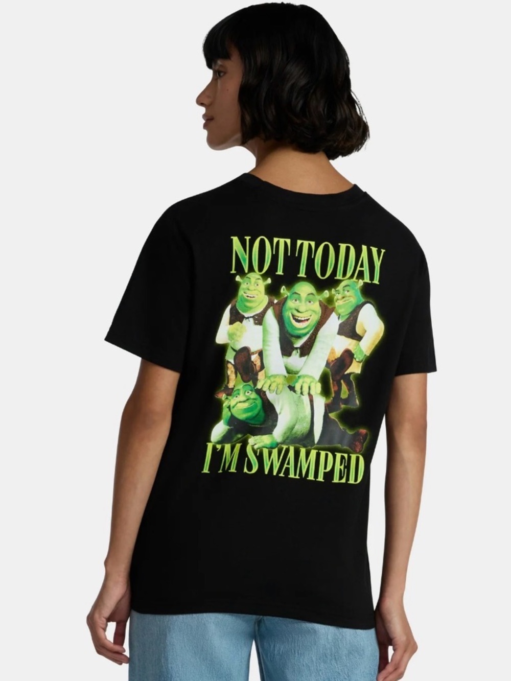 Shrek Not Today I’m Swamped Black Tee Shirt - Picture 4 of 4